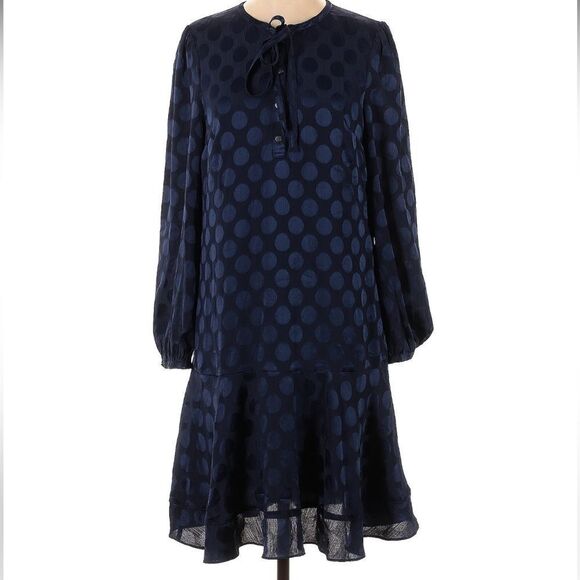 Draper James Tie Neck Flounce Shift Dress NWOT Sz 1X navy blue - Picture 8 of 11
